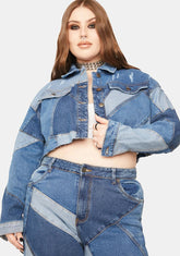 Plus Always Wonder Patchwork Denim Cropped Jacket