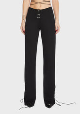 Hook-And-Eye Lace-Up Pants