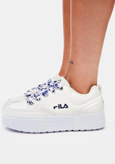 Whisper White Sandblast Low Satin Lace Sneakers