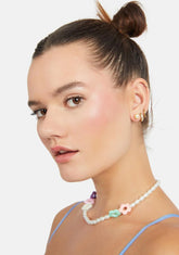 Picking Flowers Pearl Charm Necklace