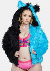 Plus Aqua Balancing Act Faux Fur Jacket
