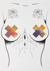 Neon Rainbow Cross Nipple Pasties