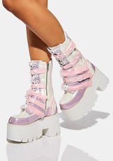 Lavender Trippy Love Platform Boots