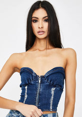 Savannah Denim Bustier Top