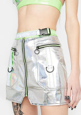 Reflective Buckle Mini Skirt