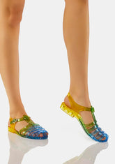 Teal Fun Times Roll Jelly Sandals