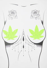 Lime Sparkle Leaf UV Reactive Pasties