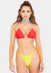 The Red Contrast String Bikini Top