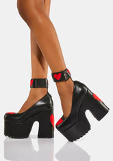 Red Heart Yearning Platform Mary Janes