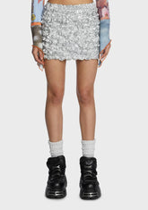 Platinum Poppin' Off Mini Skirt