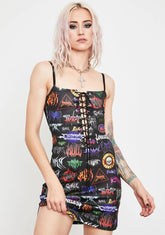 Metal Empire Lace Up Dress