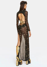 Cosmic Alchemist Mesh Maxi Dress
