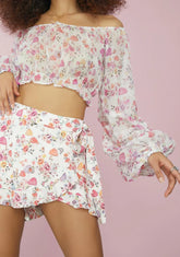 On A Whim Mushroom Print Wrap Skort