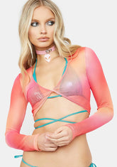 Sherbet Sunrise Sheer Crop Top