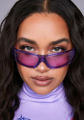 Lilac Let Ur Guard Down Clear Sunglasses