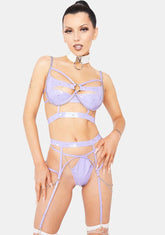 Lilac Vinyl & Chain Lingerie Set
