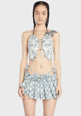 Monogram Denim Butterfly Top