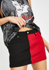 Split Colorblock Mini Skirt