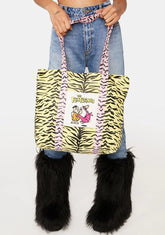 x The Flintstones Neon Yellow Tiger Tote Bag