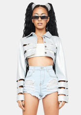 Star Element Cut-Out Crop Jacket