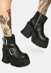 Stomper Buckle Platform Boots