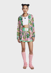 Tattoo Print Long Sleeve Shirt And Boxer Shorts Set