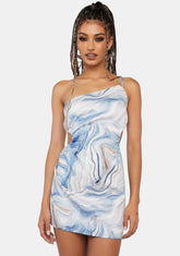 Blue Abstract Swirl Mini Dress