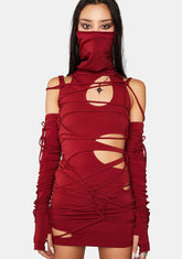 Modulation Oxblood Strappy Cut Out Dress