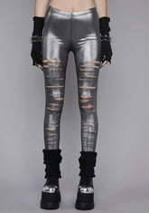 Metallic Crypt Creeper Shredded Leggings