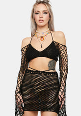 Noir Day In The Sun Crochet Skirt Set