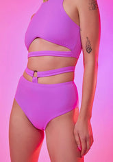 Neon Lavender O-Ring Booty Shorts