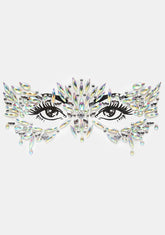 Chickadee Masquerade Clear Iridescent Crystal Jewel Face Sticker