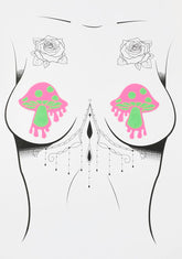 Neon Pink Melty Green Super Shroom UV Pasties