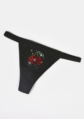 Cherry Rhinestone Thong