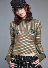 Downward Spiral Fishnet Top