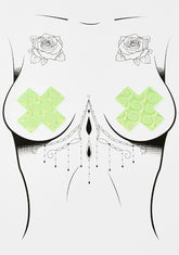 DK X Neva Nude Green Holo Swirl Cross Pasties