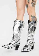 UFO Chrome Space Cowgirl Metallic Boots