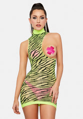 Electric Seduction Sheer Mini Dress