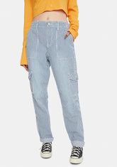 Navy White Factory Roll Pants