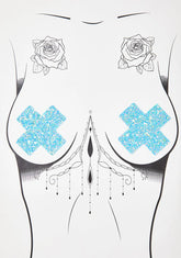 Party Blue Super Sparkle Cross Pasties