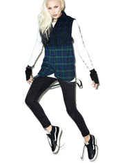 Dip Dye Sleeveless Flannel - Green