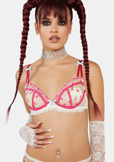 Cherry Embroidered Frill Bra