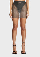 Rhinestone Fishnet Mini Skirt