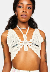 Butterfly Babe Crochet Halter Top