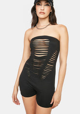 Dark Call Me Crazy Distressed Romper