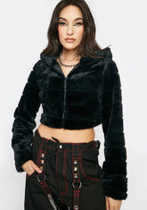 Beat Girl Faux Fur Cropped Hoodie