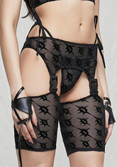 Synth Logo Print Mesh Thong And Chaps Set