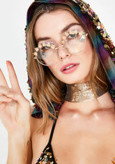 Weed Leaf Embellished Glasses
