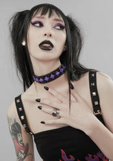 Purple & Black Studded Choker
