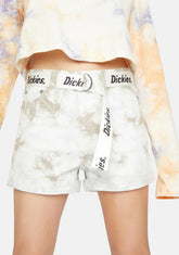 Tie Dye Rolled Hem Belted Shorts